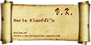 Verle Kleofás névjegykártya